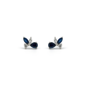18K WG MIDNIGHT PETAL EARRING STUDS CERT QD026TXS