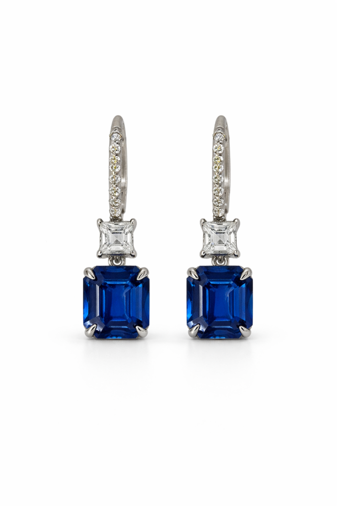 BLUE ICON SAPPHIRE EARRINGS — Earrings | Eterna Jewels Austin TX