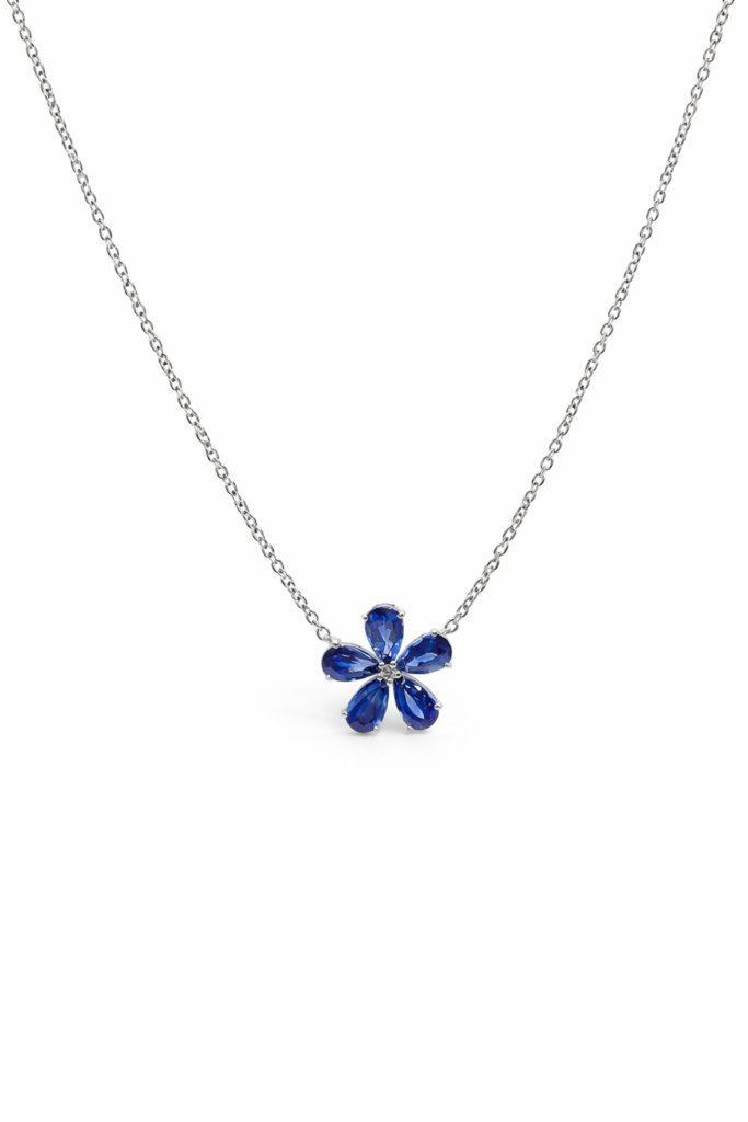 SAPPHIRE FLOWER NECKLACE — Necklace | Eterna Jewels Austin TX