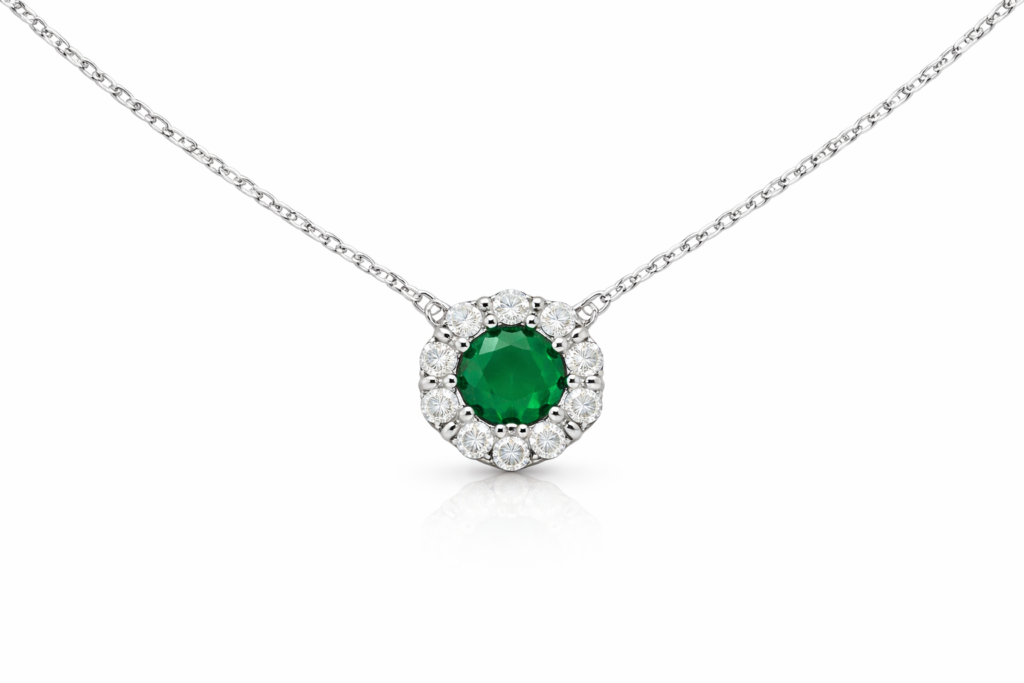 ROUND EMERALD RING & NECKLACE SET — Necklace | Eterna Jewels Austin TX