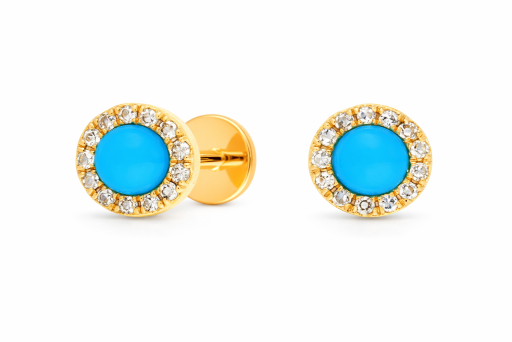 TURQUOISE DIAMOND STUD EARRINGS — Ring | Eterna Jewels Austin TX