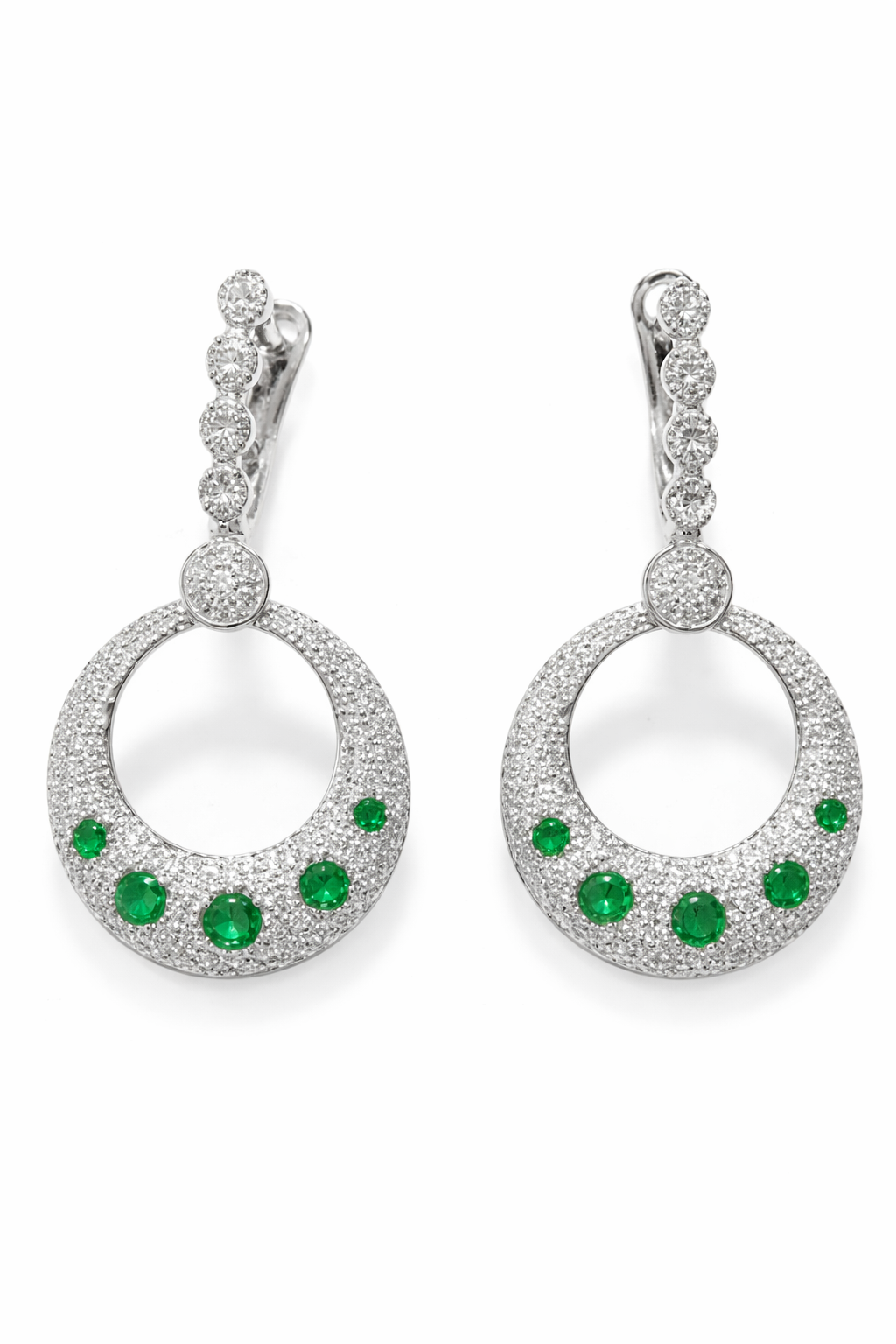 EMERALD ACCENT CIRCLE DROP EARRINGS — Ring | Eterna Jewels Austin TX