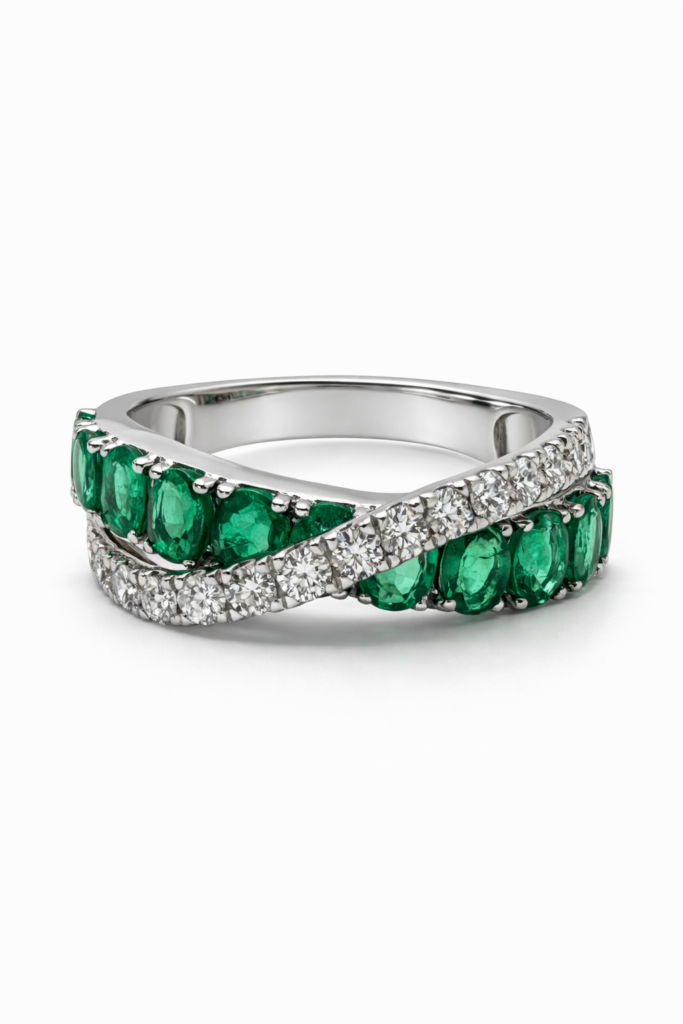 THE MAJESTIC EMERALD INTERLACE RING — Ring | Eterna Jewels Austin TX