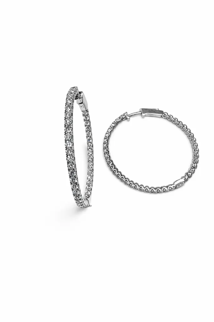 LIGNE DIAMOND HOOPS — Earrings | Eterna Jewels Austin TX