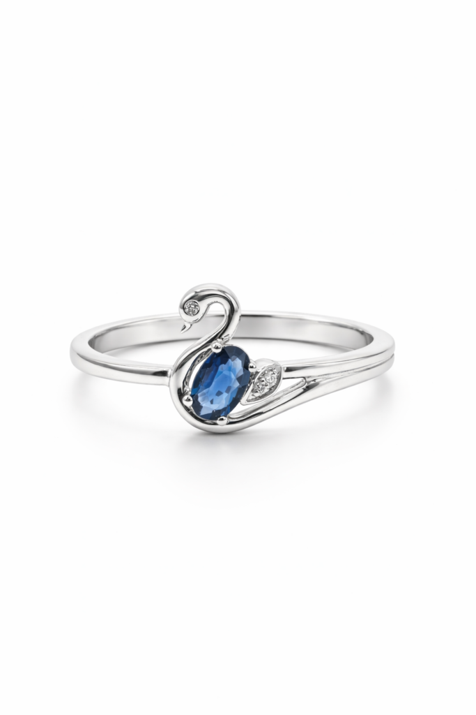 MINI SWAN ESSENCE SAPPHIRE RING — Ring | Eterna Jewels Austin TX
