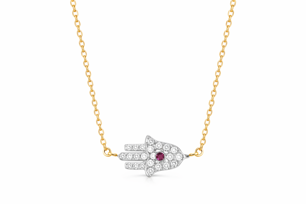 PROTECTA HAMSA RUBY NECKLACE — Necklace | Eterna Jewels Austin TX