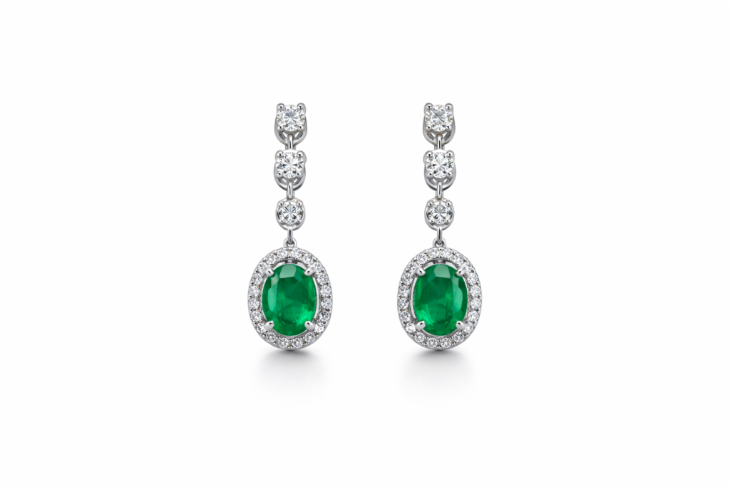 ORIELLE EMERALD DROP EARRINGS — Earrings | Eterna Jewels Austin TX