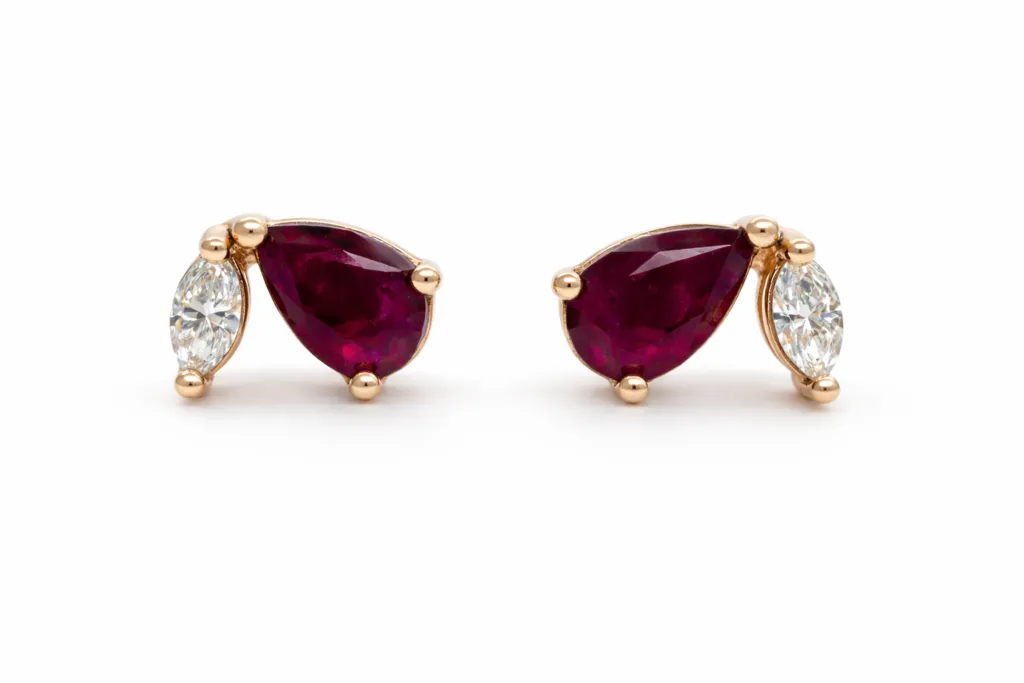RUBY CREST EARRING STUDS — Earrings | Eterna Jewels Austin TX