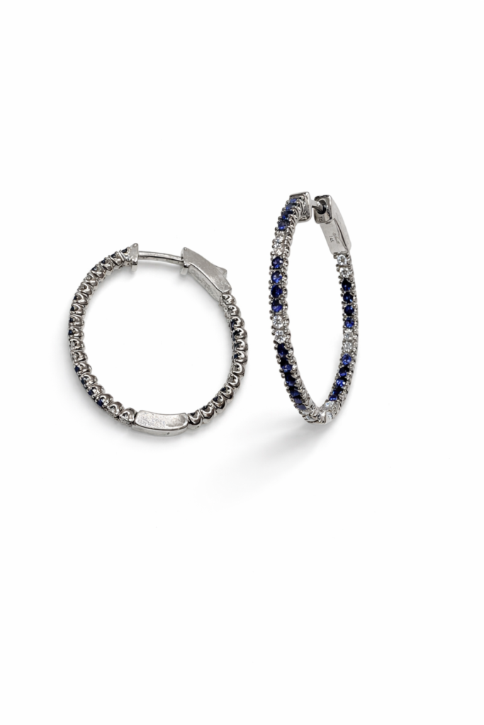 BLUE SAPPHIRE HUGGIES — Earrings | Eterna Jewels Austin TX