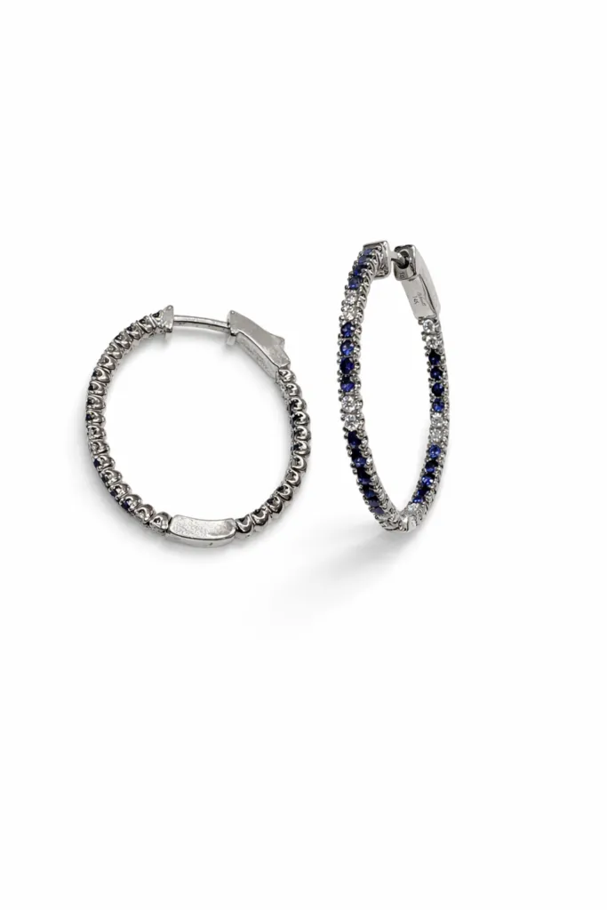 BLUE SAPPHIRE HUGGIES — Earrings | Eterna Jewels Austin TX