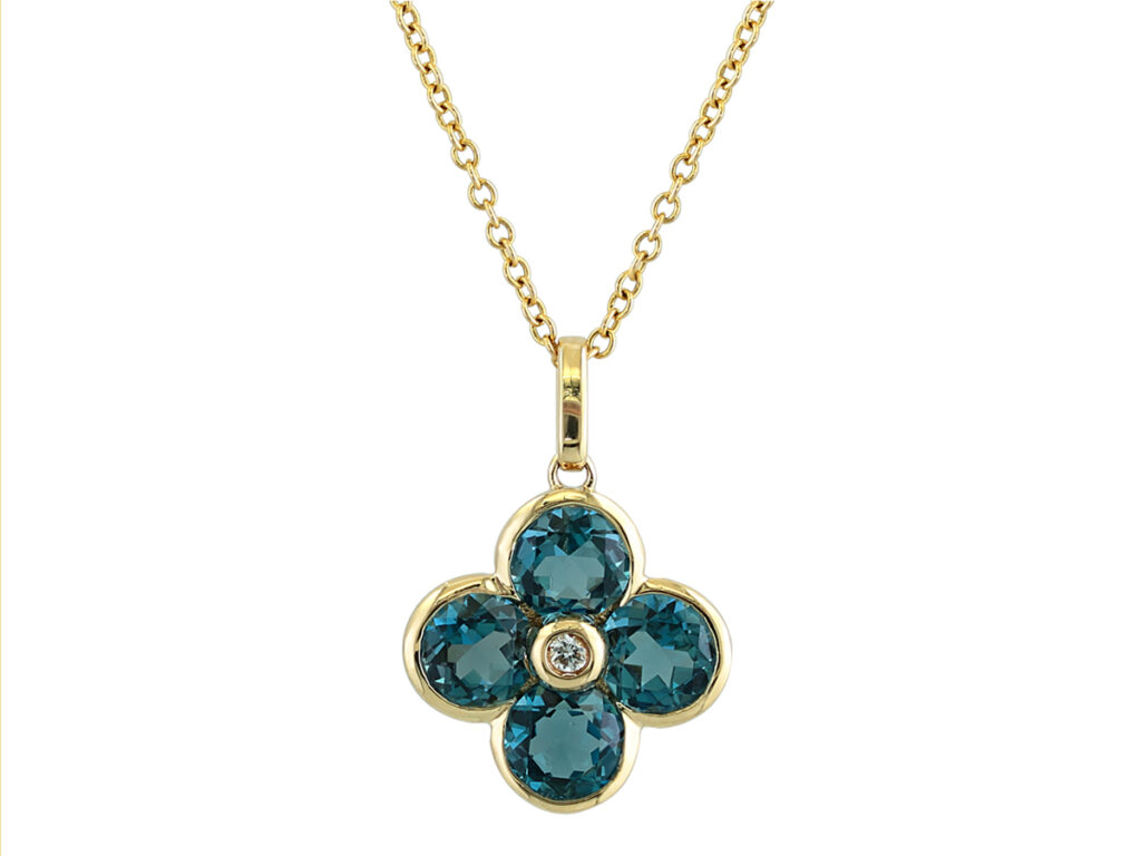 LONDON BLUE TOPAZ CLOVER NECKLACE — Necklace | Eterna Jewels Austin TX