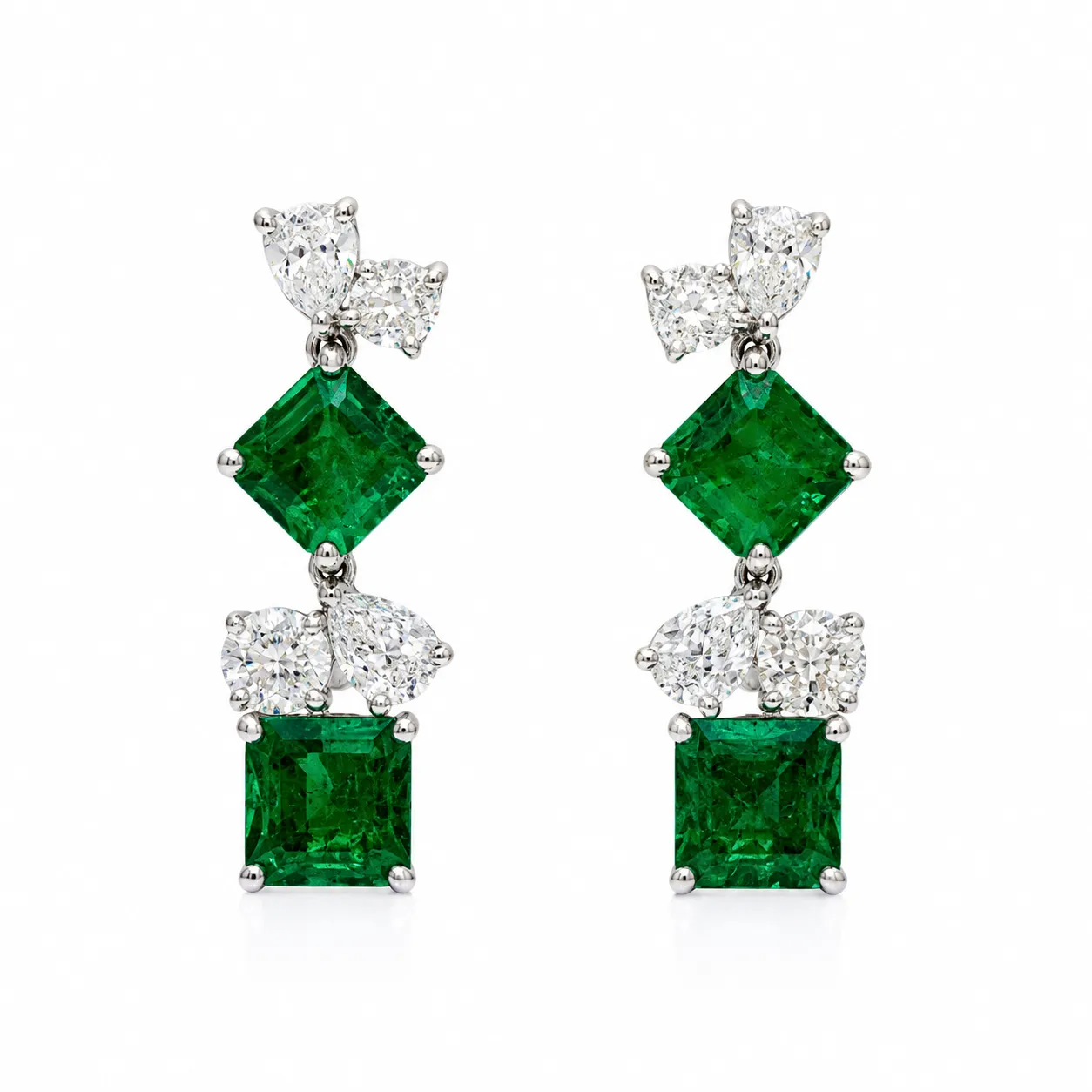 18KW 3.36CTW EM 1.14CTW DIA EAR | Eterna Jewels Austin TX