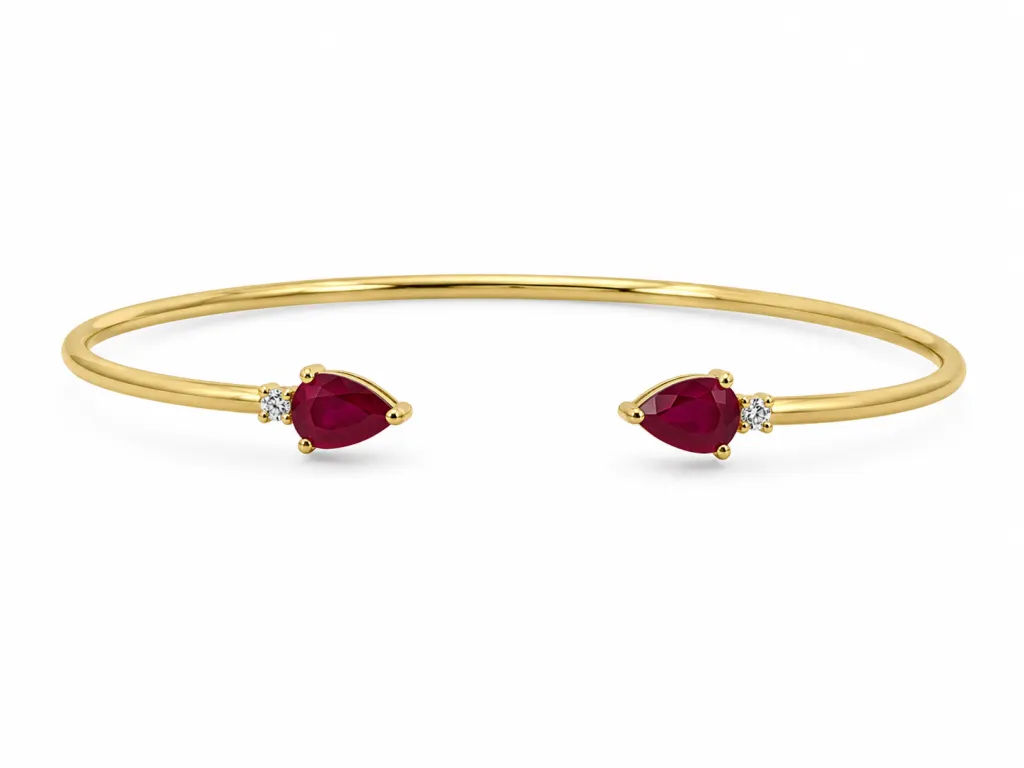 14YG .90CT RUB .06CTW DIA CUFF BRAC | Eterna Jewels Austin TX