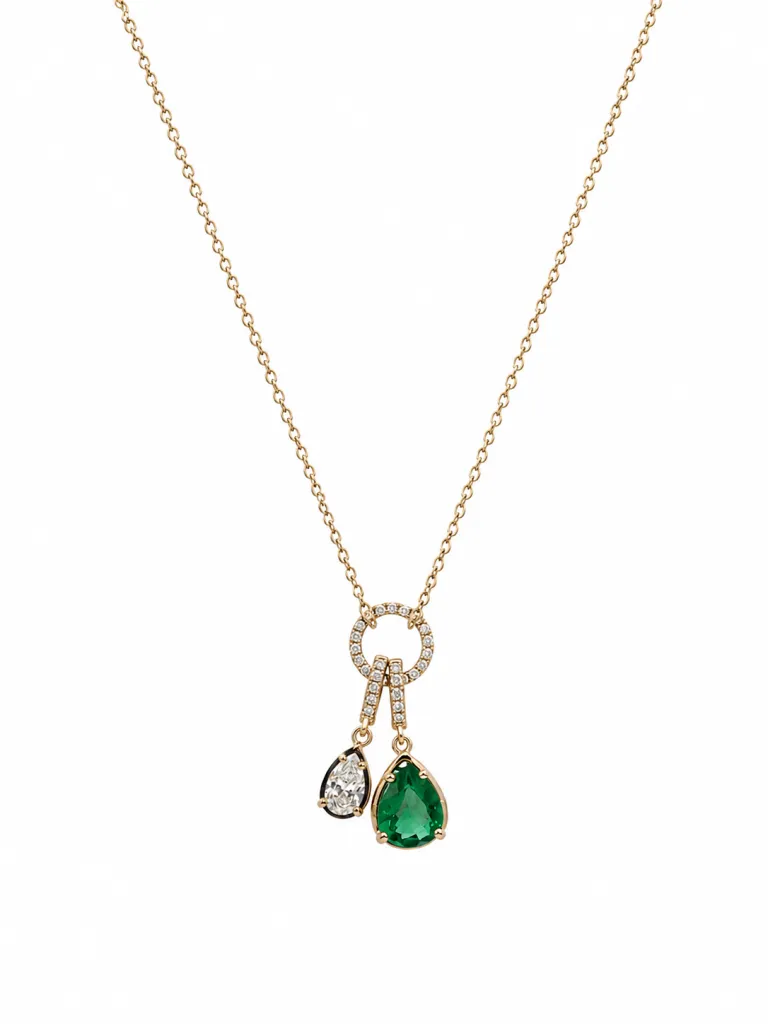 EMERALD DUET DROP NECKLACE — Necklace | Eterna Jewels Austin TX