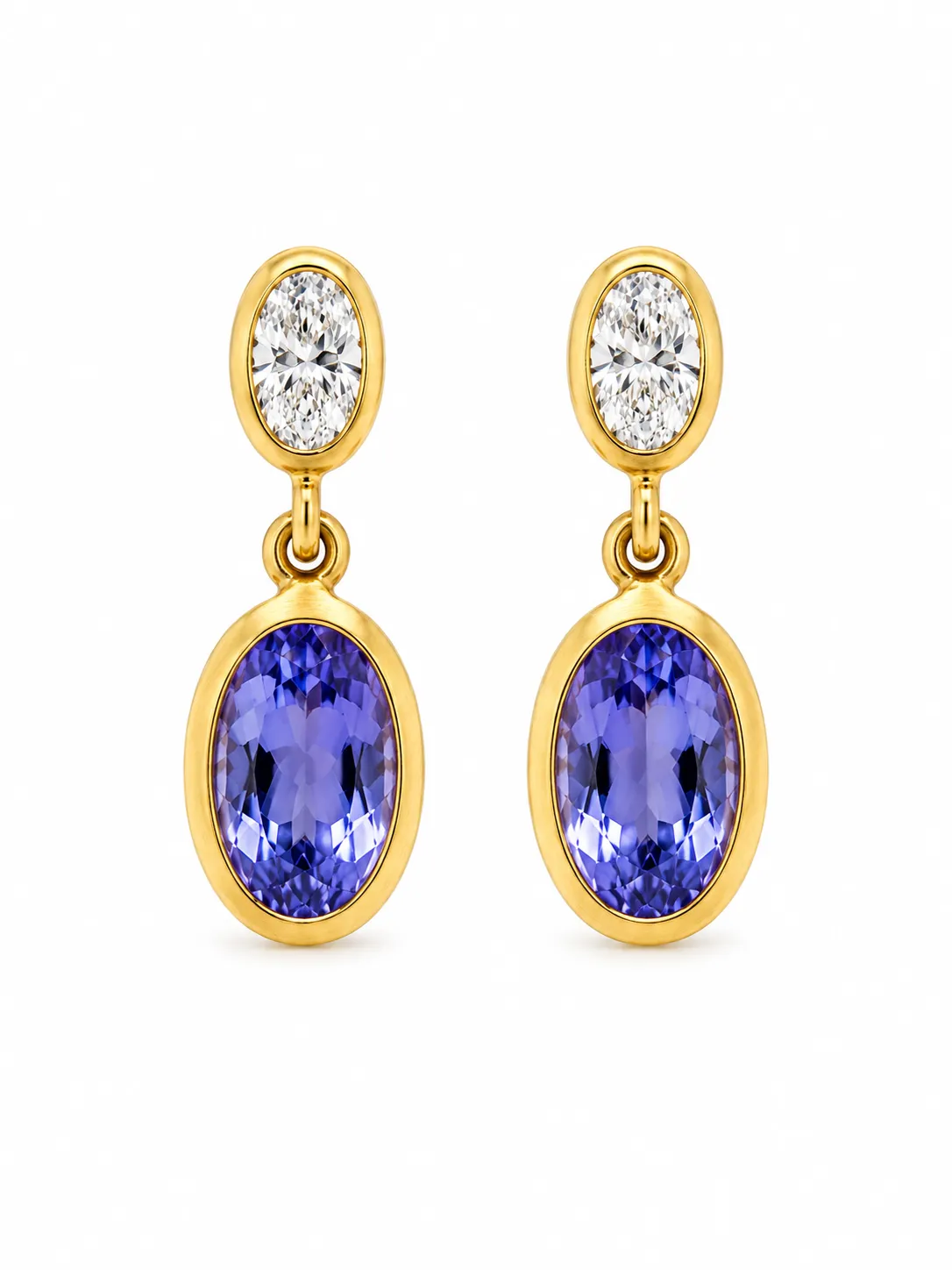 18KY OVAL 1.38CTSAPPH/.25CT DIA DROP EAR | Eterna Jewels Austin TX