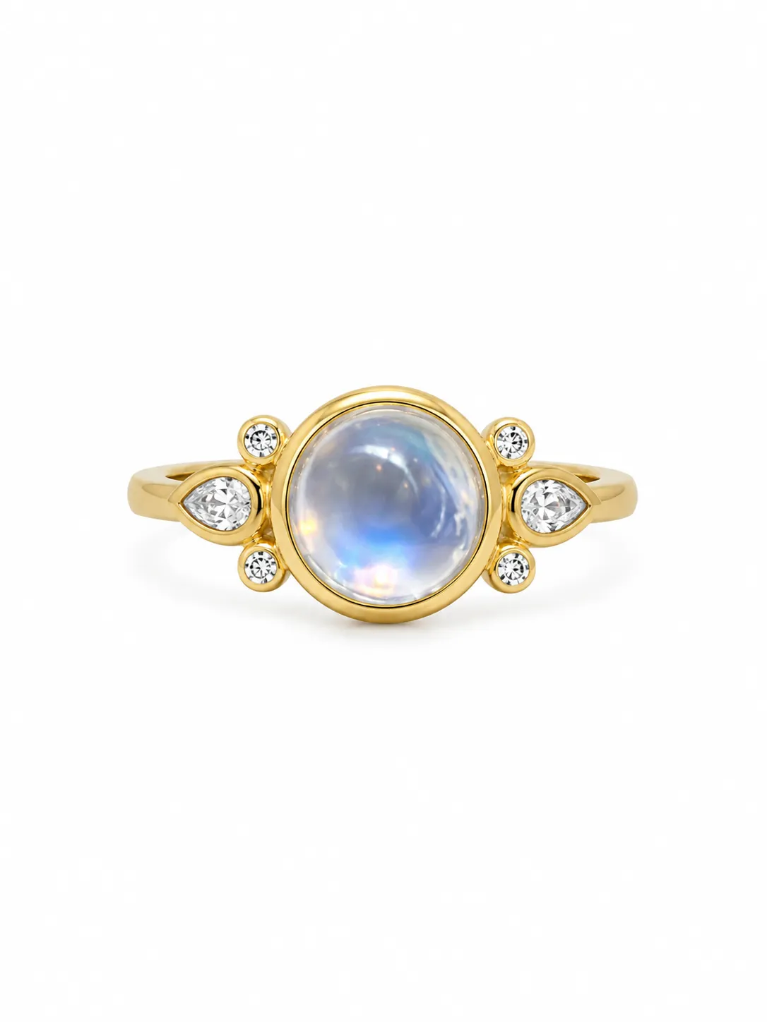 18K YG1.84CT MOONSTONE/ .14 DIA RG — Ring | Eterna Jewels Austin TX