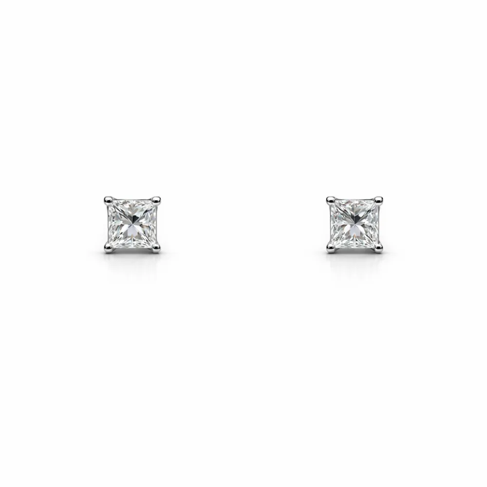 DAINTY PRINCESS CUT STUDS — Earrings | Eterna Jewels Austin TX
