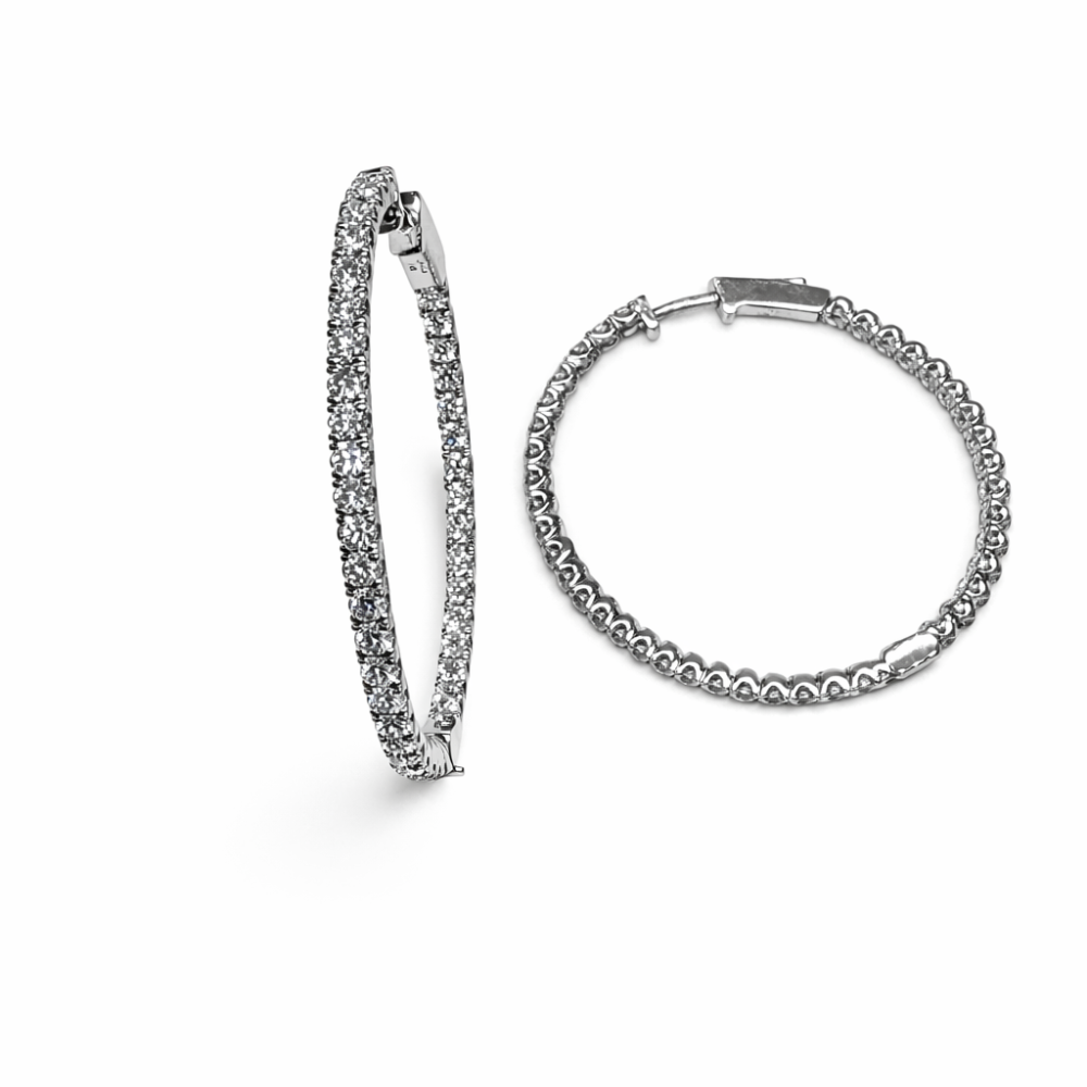LIGNE DIAMOND HOOPS — Earrings | Eterna Jewels Austin TX