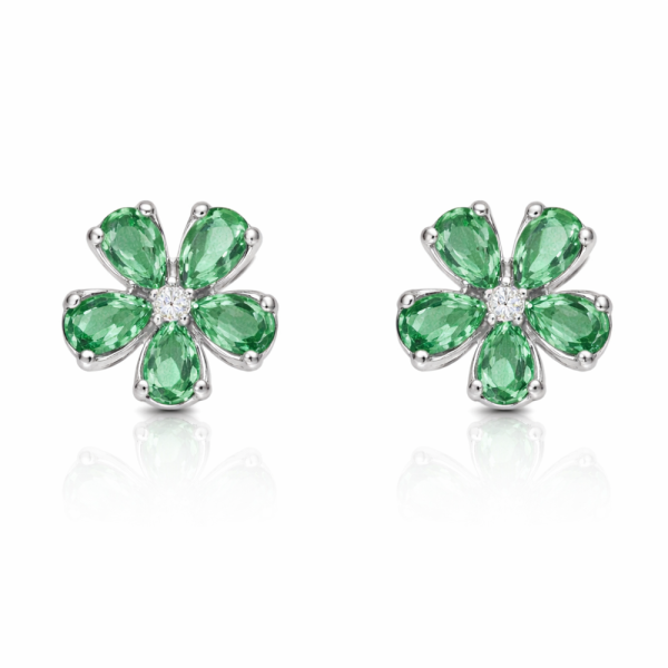 EMERALD FLOWER STUD EARRINGS — Ring | Eterna Jewels Austin TX