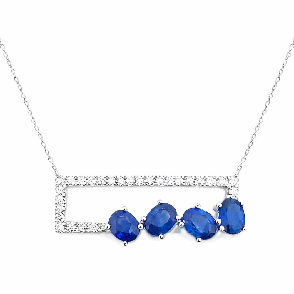 SAPPHIRE & DIAMOND BAR NECKLACE — Necklace | Eterna Jewels Austin TX
