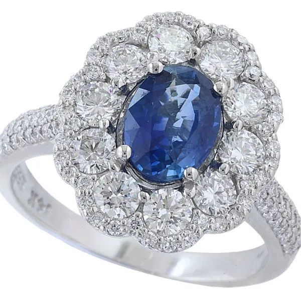 BLUE SAPPHIRE FLORAL DIAMOND RING — Ring | Eterna Jewels Austin TX